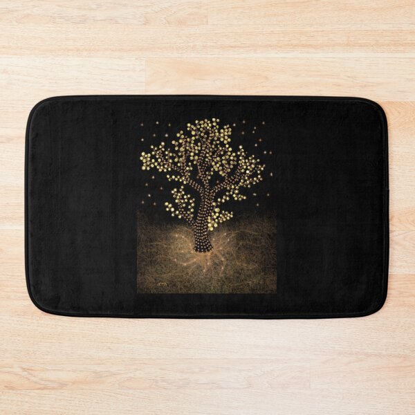 Item preview, Star Tree - Pointillist Gold Tree on Black Background - Magical Digital Art - Decoration, Fashion & Gifts designed and sold by Pk-Gn-  /(°^°)\.