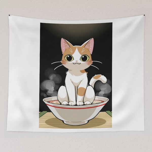 Item preview, Cat - White Orange Sitting Ramen Bowl designed and sold by DoodyPets.
