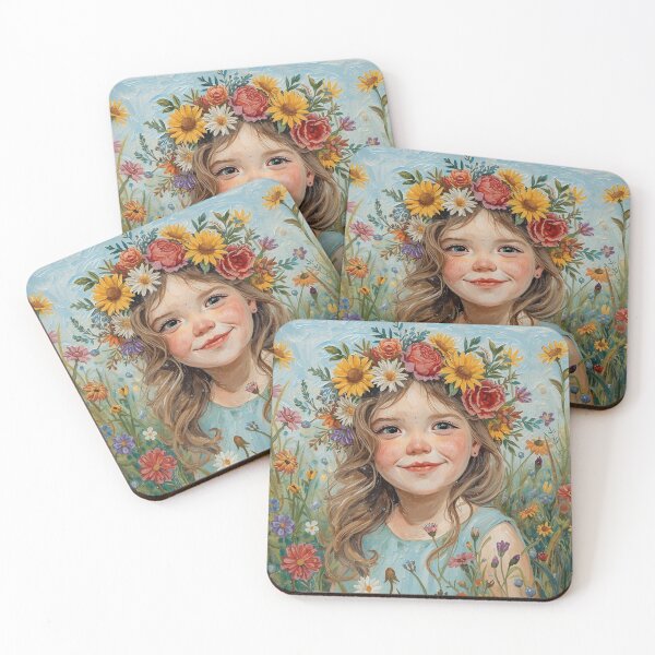 Item preview, Flower Crown Portrait Art | Colorful Meadow Child Painting designed and sold by HelgaCraftery.