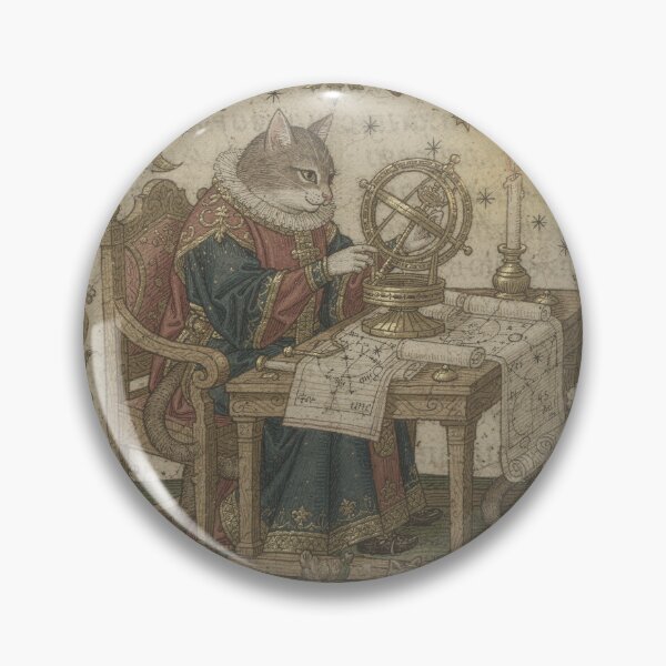 Item preview, Medieval Cat Astronomer with Astrolabe designed and sold by PictorialWhimsy.