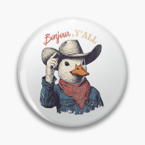 Item preview, Cowboy Duck Bonjour Yall Funny French Western Howdy Greeting Gift designed and sold by DustGoldStudio.