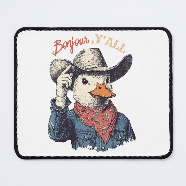 Item preview, Cowboy Duck Bonjour Yall Funny French Western Howdy Greeting Gift designed and sold by DustGoldStudio.