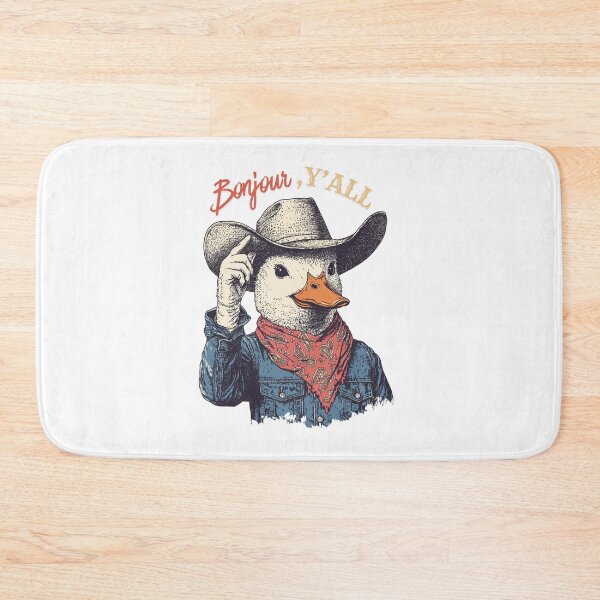 Item preview, Cowboy Duck Bonjour Yall Funny French Western Howdy Greeting Gift designed and sold by DustGoldStudio.