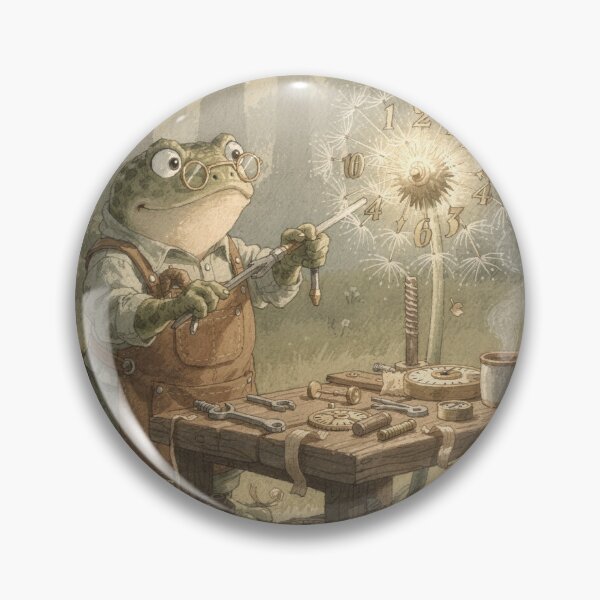 Item preview, Cottagecore Toad Clockmaker Dandelion Art designed and sold by PictorialWhimsy.