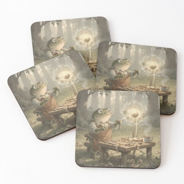 Item preview, Cottagecore Toad Clockmaker Dandelion Art designed and sold by PictorialWhimsy.