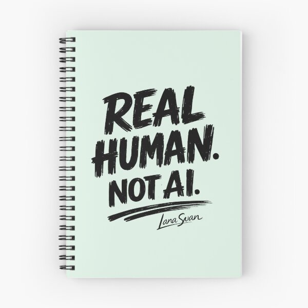 Item preview, REAL HUMAN NOT AI | Mint Quote Design by Lana Swan | Bold Text Artwork designed and sold by BlueberrySwan.