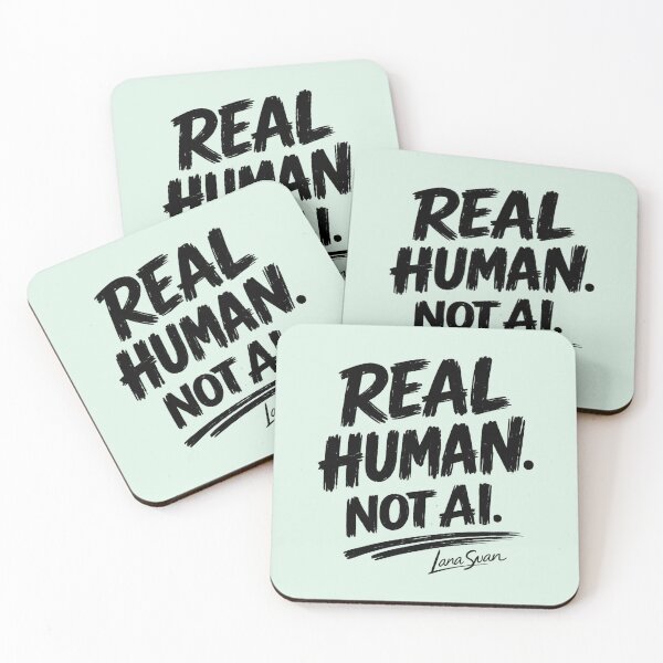 Item preview, REAL HUMAN NOT AI | Mint Quote Design by Lana Swan | Bold Text Artwork designed and sold by Baroness Swan.