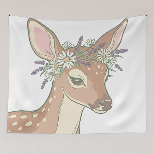 Item preview, Deer with Flower Crown Cottagecore designed and sold by CozyDesignsCo.
