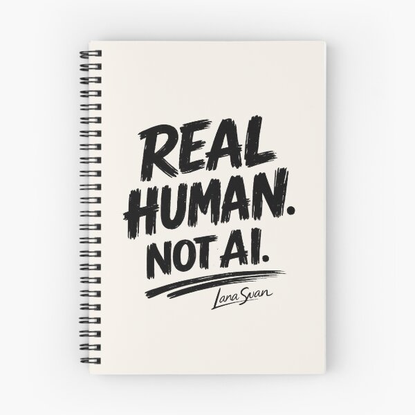Item preview, REAL HUMAN NOT AI | Typography Design by Lana Swan | Funny Statement Quote designed and sold by BlueberrySwan.