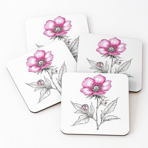 Item preview, Vintage Pink Flower Botanical Illustration | Elegant Line Art Floral designed and sold by HelgaCraftery.