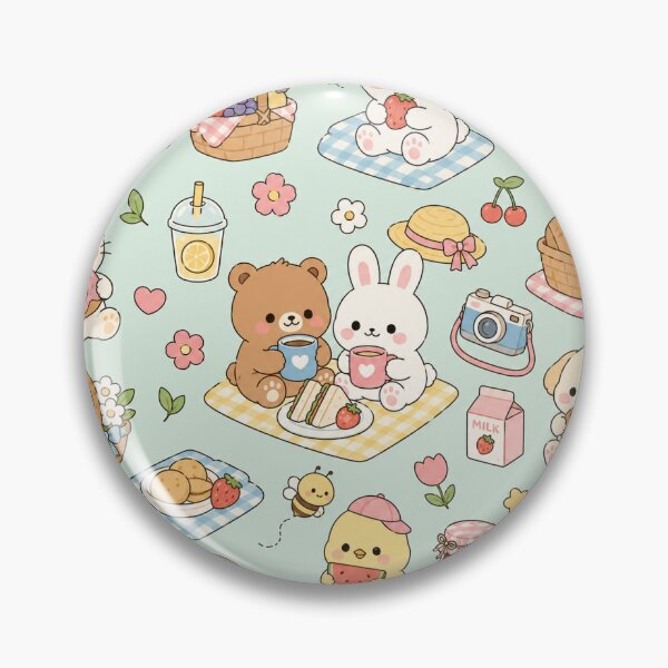 Item preview, Hamster Strawberry Picnic Kawaii Pattern designed and sold by Soft Berry Studio.