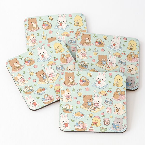Item preview, Hamster Strawberry Picnic Kawaii Pattern designed and sold by Soft Berry Studio.