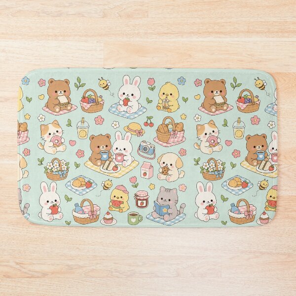 Item preview, Hamster Strawberry Picnic Kawaii Pattern designed and sold by Soft Berry Studio.
