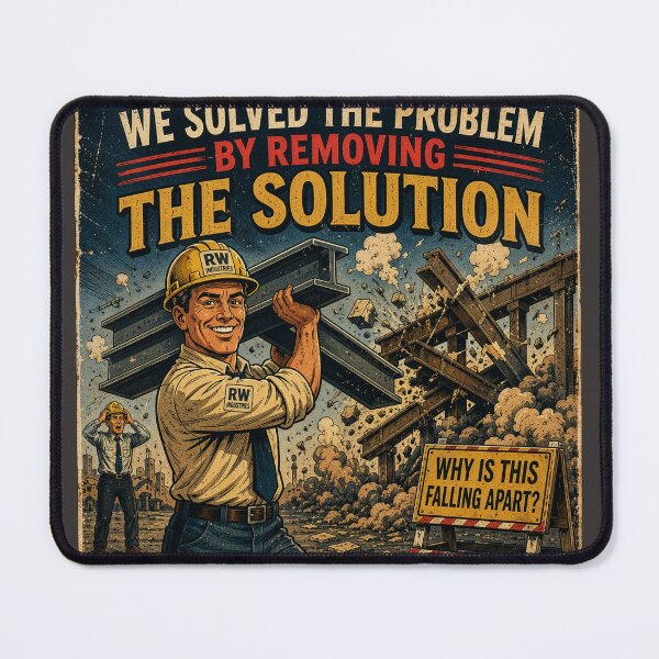 Item preview, We Solved The Problem By Removing The Solution - Funny Satire designed and sold by DeadpanYard.