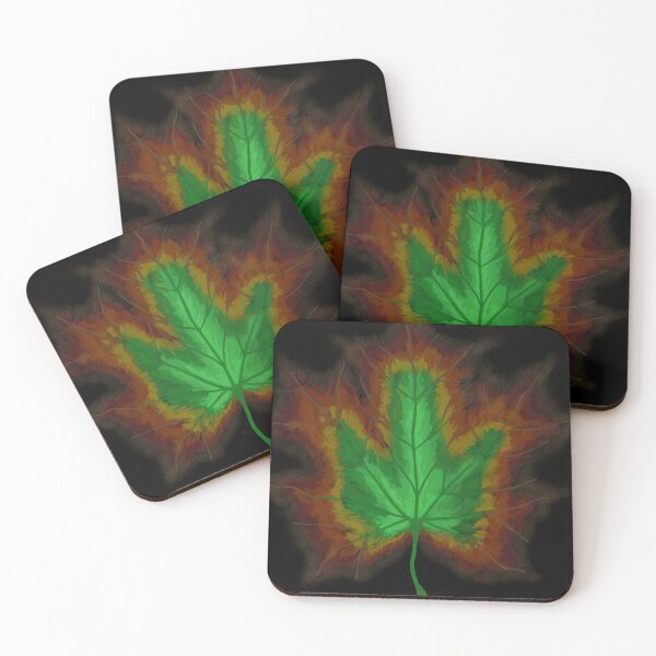 Item preview, Emerald Leaf - Glowing Green Leaf and Autumn Gradient - Botanical Digital Art - Decoration, Fashion & Gifts designed and sold by Pk-Gn-  /(°^°)\.