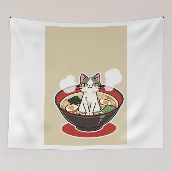 Item preview, Cat - White Orange White Bowl Blue Decoration designed and sold by DoodyPets.