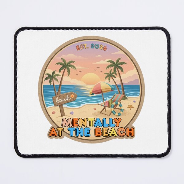 Item preview, Mentally At The Beach Retro Tropical Emblem designed and sold by Sarah'sCreativeLab.