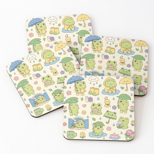 Item preview, Cute Pastel Frog Rainy Day Pattern designed and sold by Soft Berry Studio.