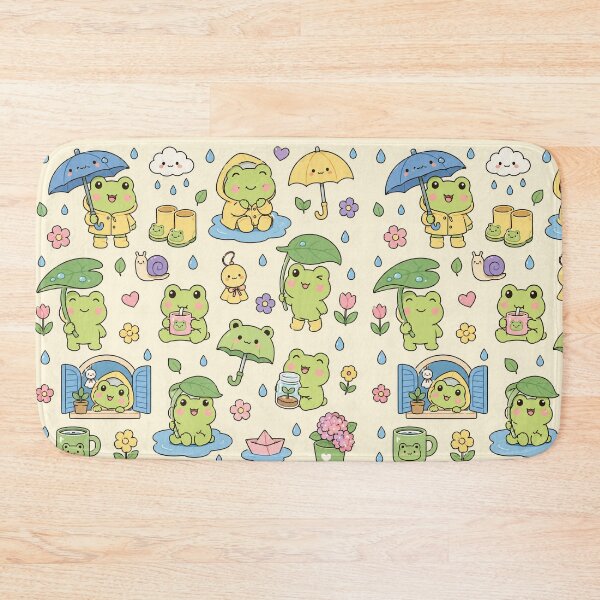 Item preview, Cute Pastel Frog Rainy Day Pattern designed and sold by Soft Berry Studio.