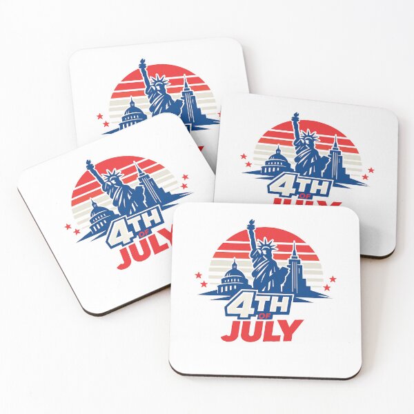 Item preview, Retro 4th of July Sunset USA Landmarks Vector T-Shirt Design designed and sold by Newthingzy.