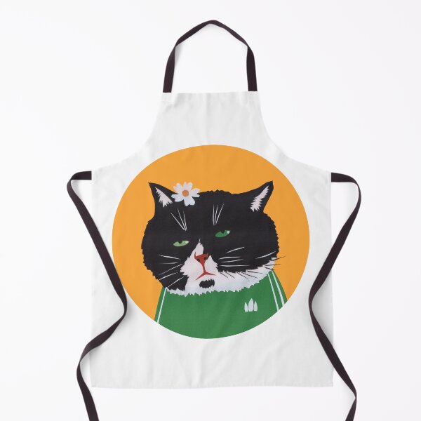 Item preview, A green-eyed tuxedo cat wearing a daisy. designed and sold by EmilyDouArt.