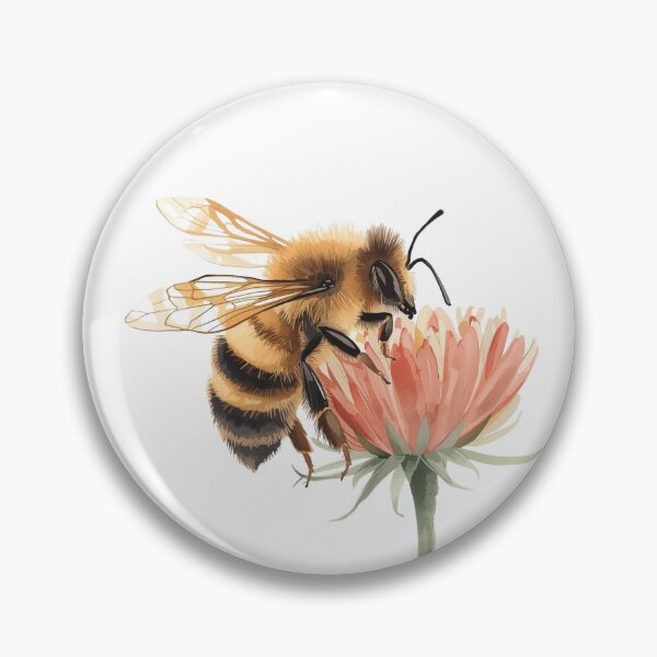 Item preview, Honeybee on Flower | Botanical Watercolor Bee Illustration designed and sold by HelgaCraftery.