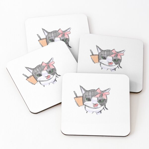 Item preview, Cat holding coffee designed and sold by Katyslittlestickershop.