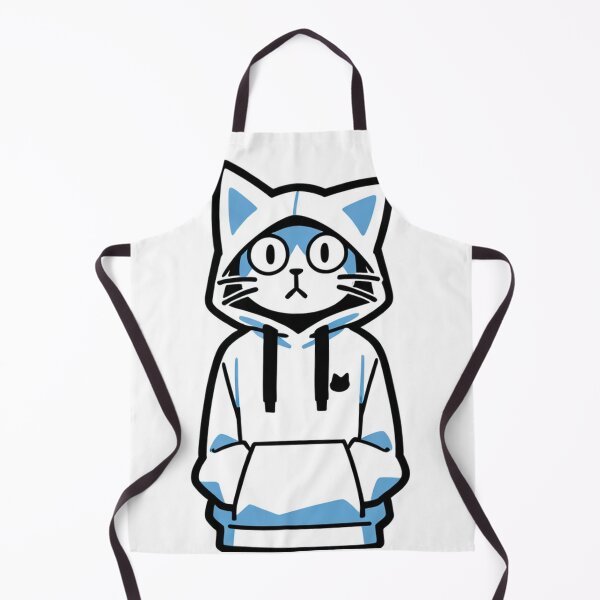 Item preview, Cat - White Oversized Hoodie Blue Accents designed and sold by DoodyPets.