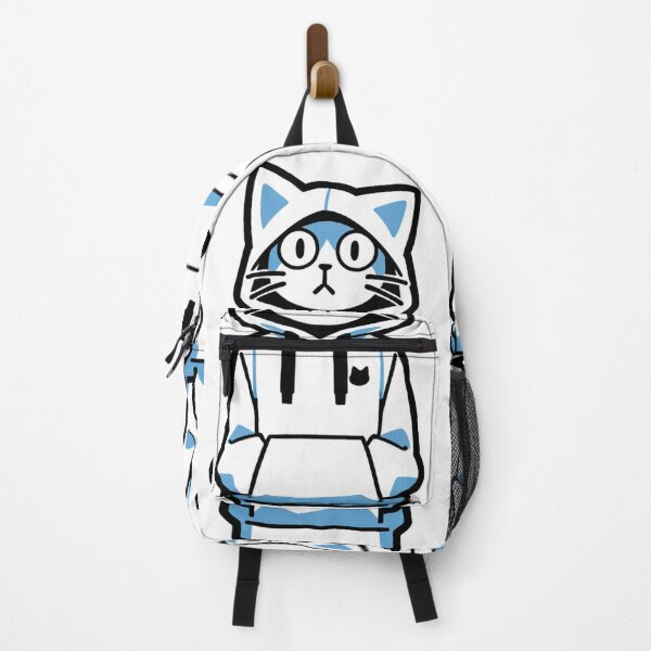 Item preview, Cat - White Oversized Hoodie Blue Accents designed and sold by DoodyPets.