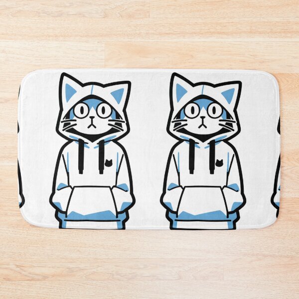 Item preview, Cat - White Oversized Hoodie Blue Accents designed and sold by DoodyPets.