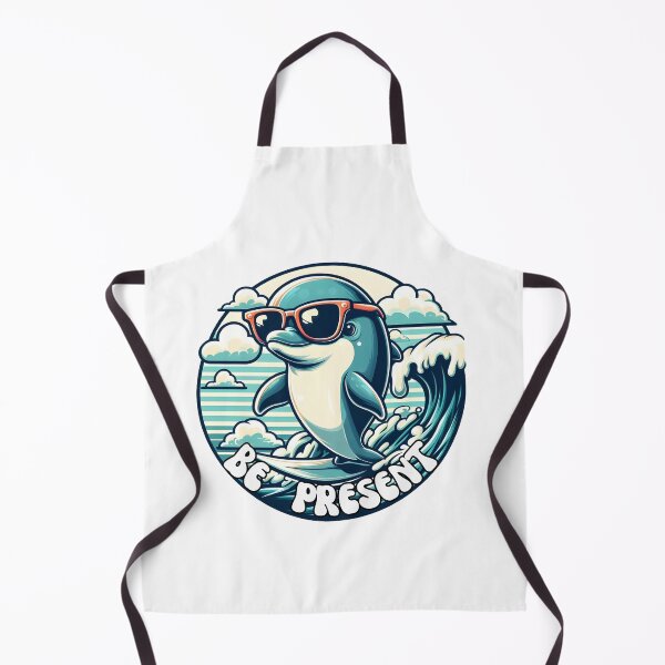 Item preview, Cute Surfing Dolphin Be Present Retro Summer Badge designed and sold by MagySale.