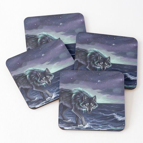 Item preview, Mystic Wolf Under Aurora Night Sky designed and sold by RkskArt.