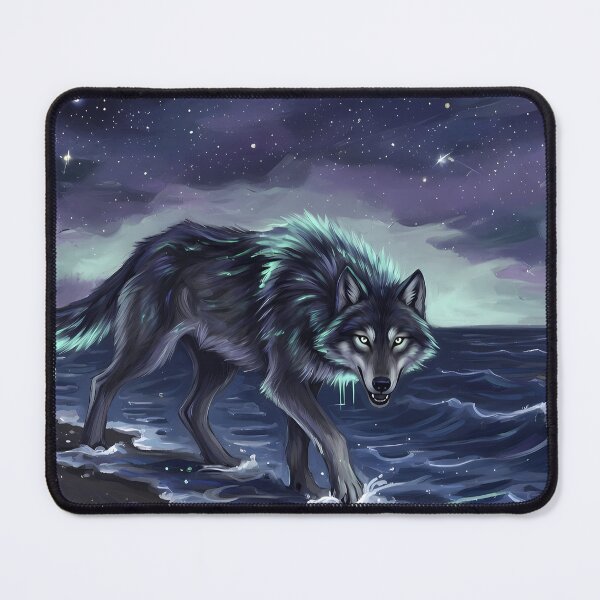 Item preview, Mystic Wolf Under Aurora Night Sky designed and sold by RkskArt.
