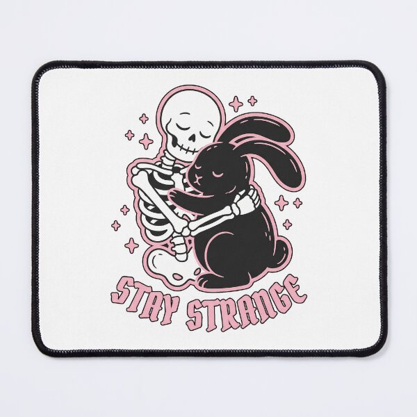 Item preview, Stay Strange Cute Skeleton Hugging Black Bunny designed and sold by MisteryDesigner.