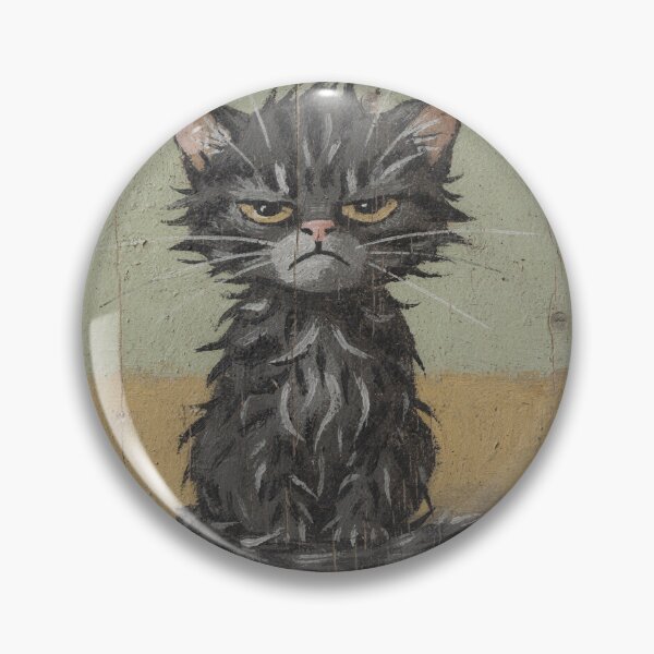 Item preview, Grumpy Wet Kitten Folk Art designed and sold by PictorialWhimsy.