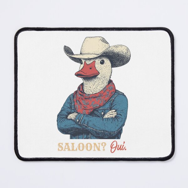 Item preview, Cowboy Duck Saloon Oui Funny French Western Deadpan Sarcastic Gift designed and sold by DustGoldStudio.