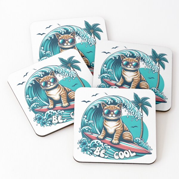 Item preview, Cute Surfing Cat Be Cool Retro Summer Beach designed and sold by MagySale.