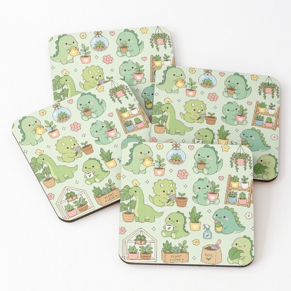 Item preview, Cute Plant Lover Dinosaur Kawaii Pattern designed and sold by Soft Berry Studio.