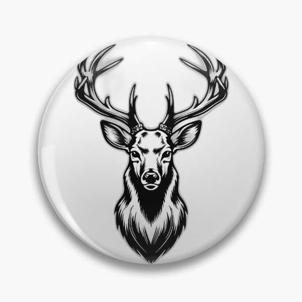 Item preview, Majestic Stag Horns - Bold Black and White Deer Tattoo Vector designed and sold by Structure-Blue.