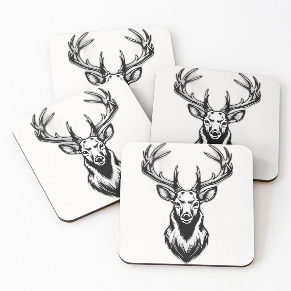 Item preview, Majestic Stag Horns - Bold Black and White Deer Tattoo Vector designed and sold by Structure-Blue.
