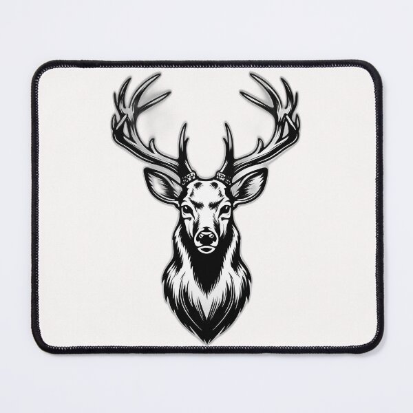 Item preview, Majestic Stag Horns - Bold Black and White Deer Tattoo Vector designed and sold by Structure-Blue.