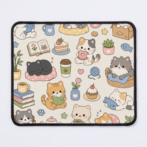 Item preview, Cozy Reading Cats Kawaii Pattern designed and sold by Soft Berry Studio.