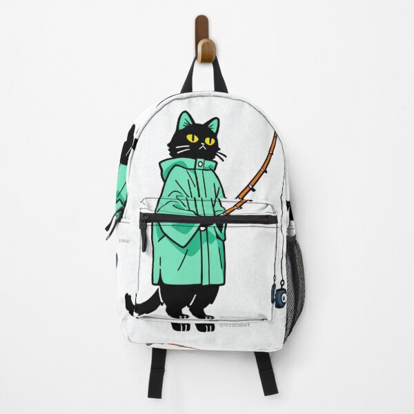 Item preview, Character - Cat Fisherman Back View Mountains designed and sold by DoodyPets.
