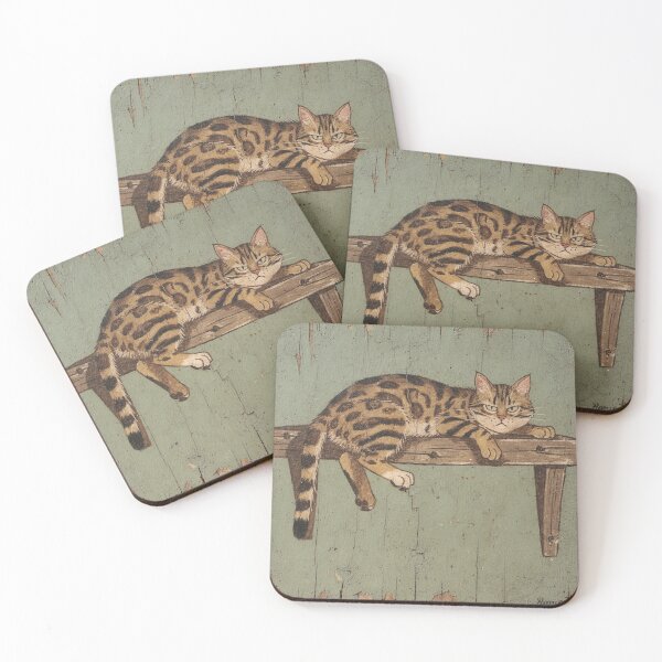 Item preview, Melting Drowsy Bengal Cat Folk Art designed and sold by PictorialWhimsy.