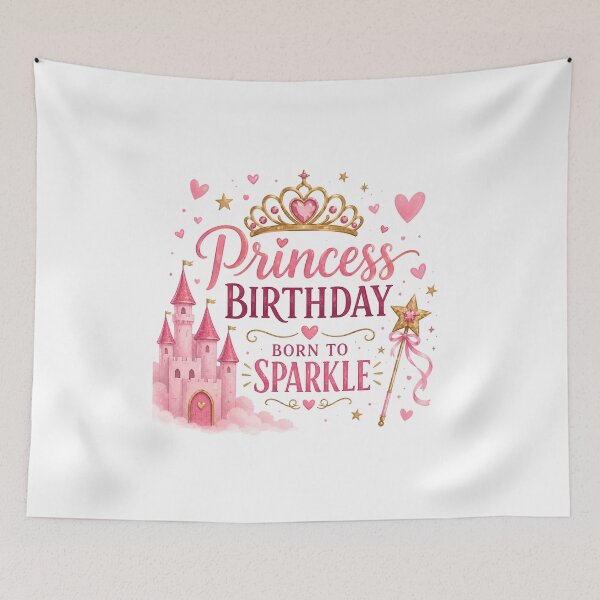 Item preview, Princess Birthday Shirt Pink Gold Crown Sparkle Cute Girls Party Design designed and sold by thBirthday.