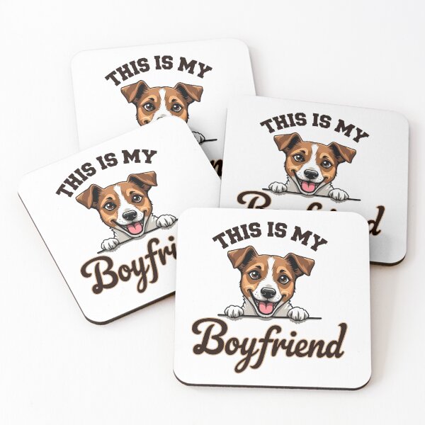 Item preview, Jack Russell Terrier peeking over line with This Is My Boyfriend text designed and sold by Prints by Mat.