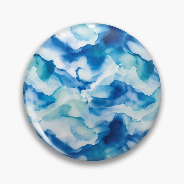 Item preview, Fluid Ocean Blue Watercolor Waves Pattern designed and sold by zenjiinspired.