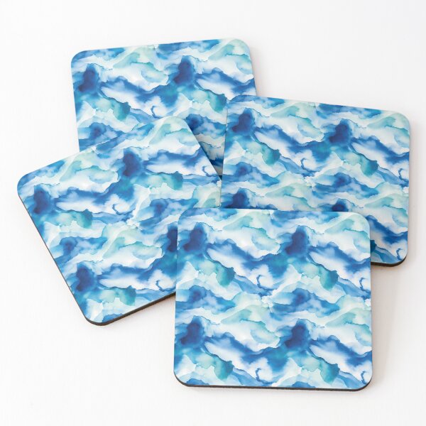 Item preview, Fluid Ocean Blue Watercolor Waves Pattern designed and sold by zenjiinspired.