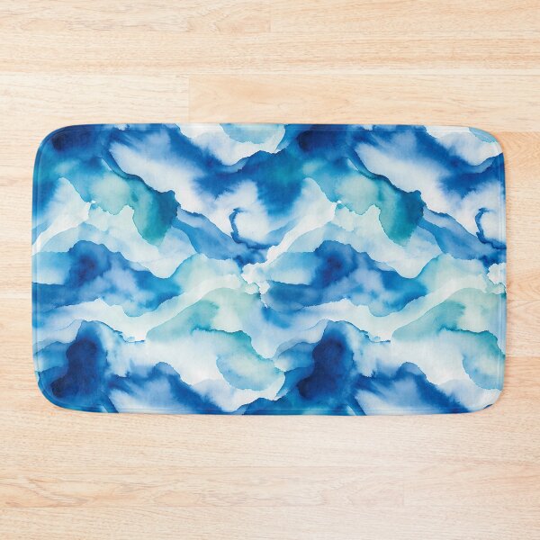 Item preview, Fluid Ocean Blue Watercolor Waves Pattern designed and sold by zenjiinspired.