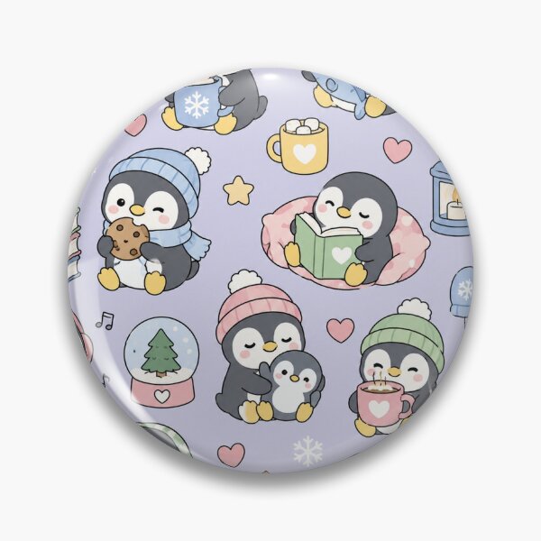 Item preview, Cozy Winter Penguins Kawaii Pattern designed and sold by Soft Berry Studio.